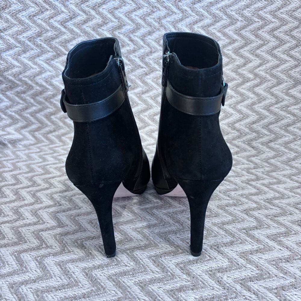 Antonio Melani Women’s Knightlee Black Leather Suede Stiletto Ankle Booties - Picture 6 of 10